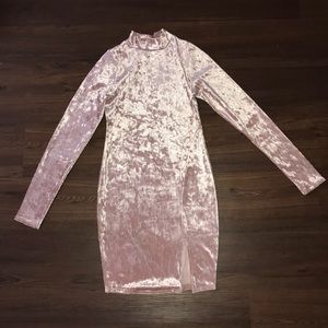 NAKED WARDROBE Blush Velvet Mini Dress